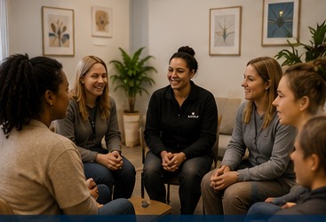A supportive group connecting in the community