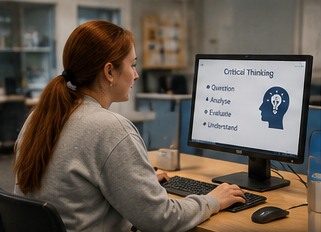 Participant working through a critical thinking activity