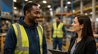 Person working in an industrial workplace