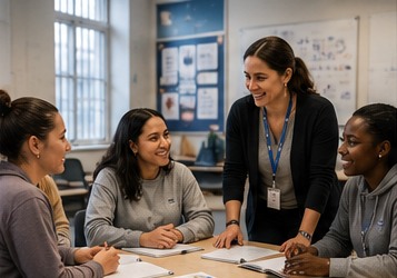 Adults engaged in a group learning session